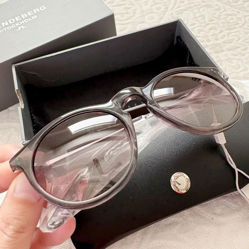 J.Lindeberg Leo Round Sunglasses, Charcoal‎